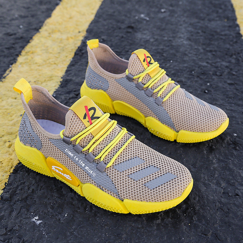Men's casual shoes men's spring men's casual light shoes sports shoes lace-up flat shoes breathable outdoor Casual and versatile