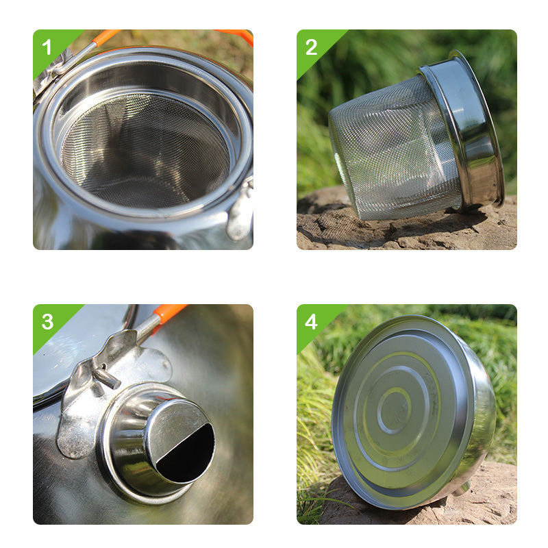 Stainless Steel Tea Pot Camping Kettle Outdoor Water Kettle New Camping pot Kettle Outdoor Cookware