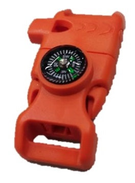 5/8" Survival Buckle with Compass, Firestarter, Whistle in One