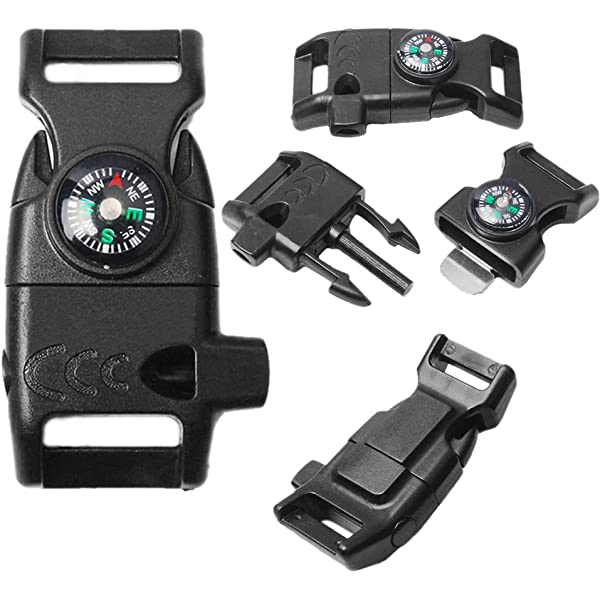 5/8" Survival Buckle with Compass, Firestarter, Whistle in One