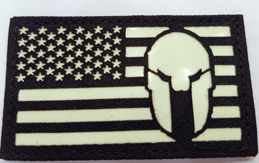 Spartan American Flag Glow in the Dark Morale Patch