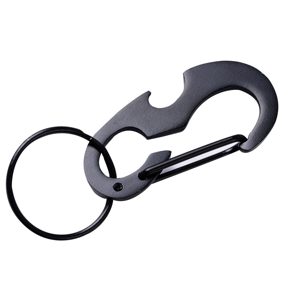 Multi-use D-shaped Carabiner Stainless Steel Cap Lifter Bottle Opener Key Ring Climbing Hiking fishing Outdoor Accessories