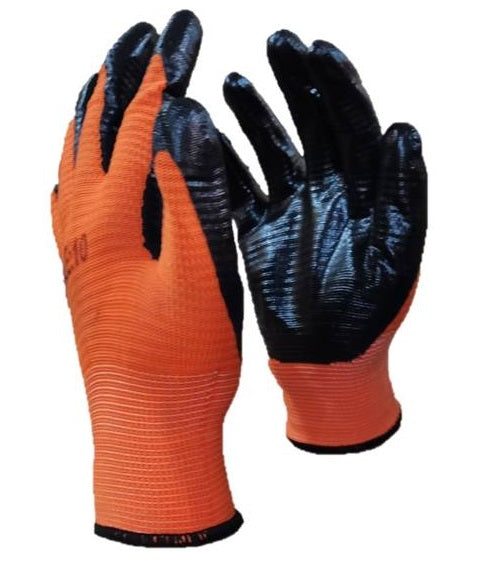Ribbed Rubber Palm Work Gloves, Garterized Nylon